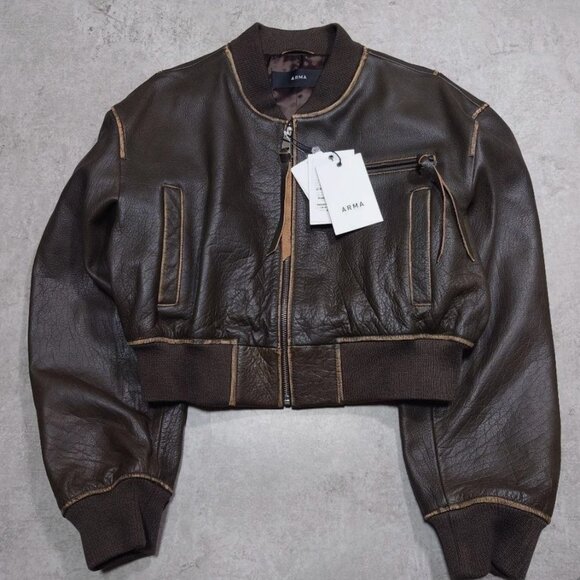 ARMA ELETTRA brown leather jacket, size 36 - Picture 1 of 4